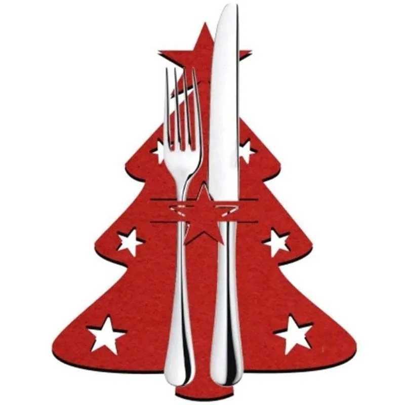 Vianočný obal na príbor Stromček červený