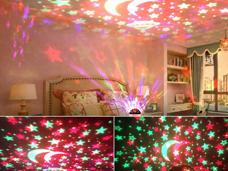 Nočná lampa s projektorom ružová