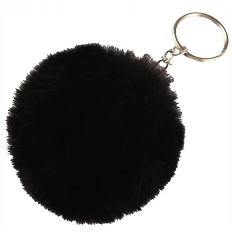 Prívesok na kľúče s kožušinkou čierny