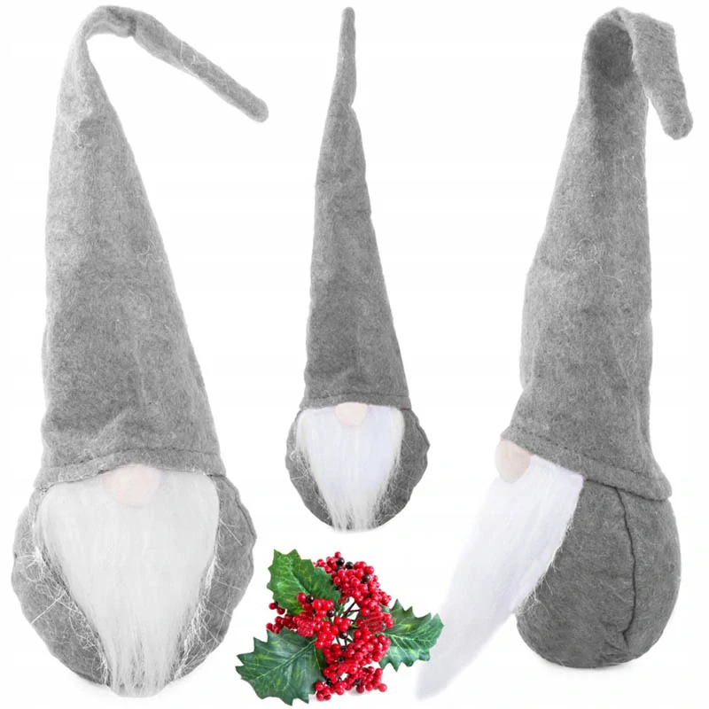 Vianočný škriatok 30cm sivý