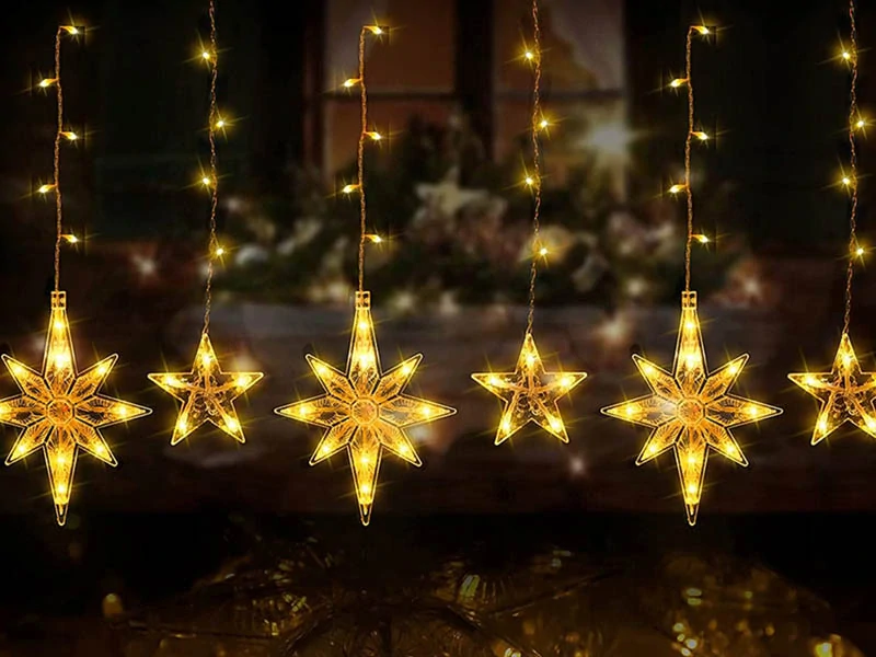 Svetelný záves hviezdy 138 LED biela teplá