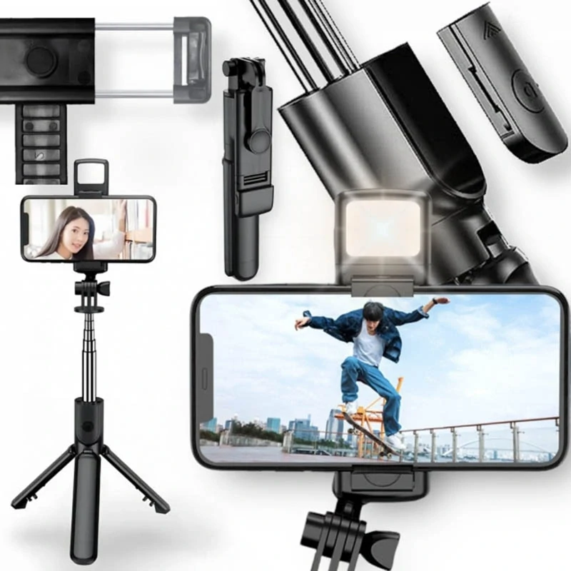 Selfie tyč s LED lampou a statívom