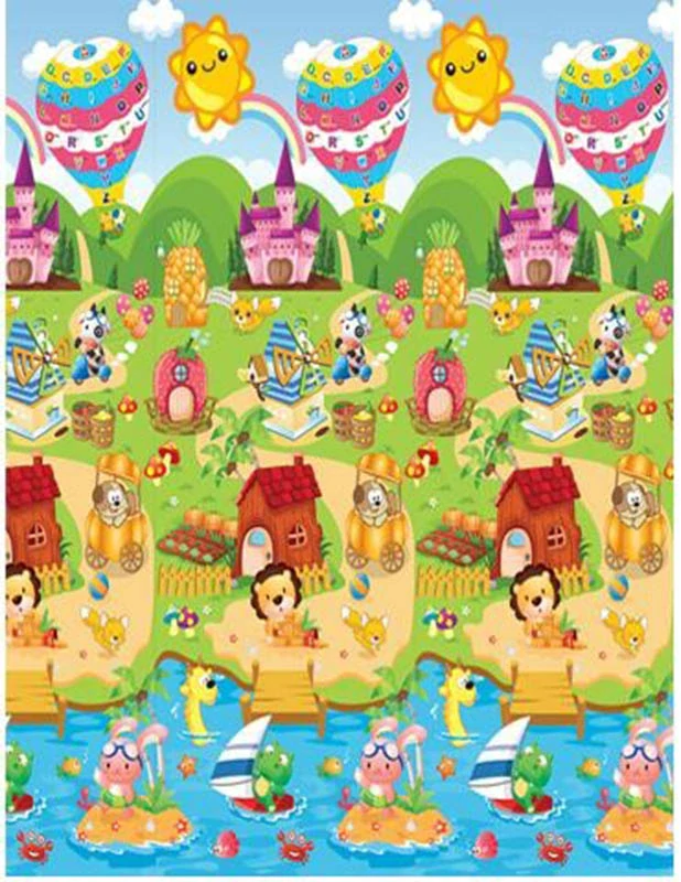 Detská skladacia penová hracia podložka – rozprávkový svet, 180 x 120 cm