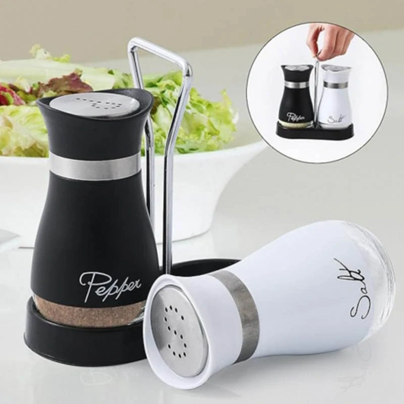 Sklenená solnička s koreničkou na stojane