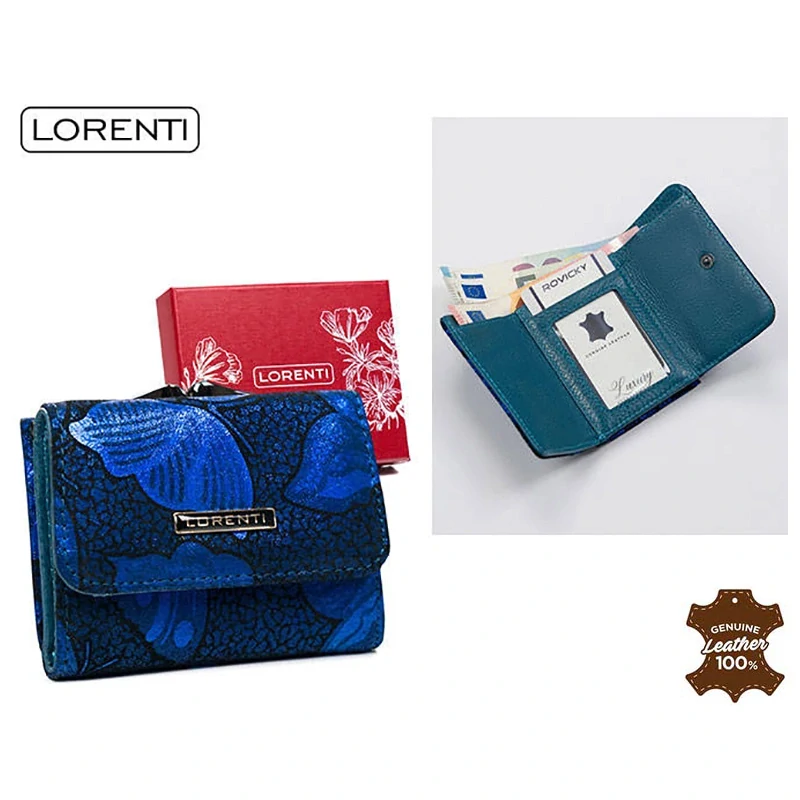 Lorenti - Peňaženka dámska kožená 55287-ONBF-4790 Butterfly : Blue
