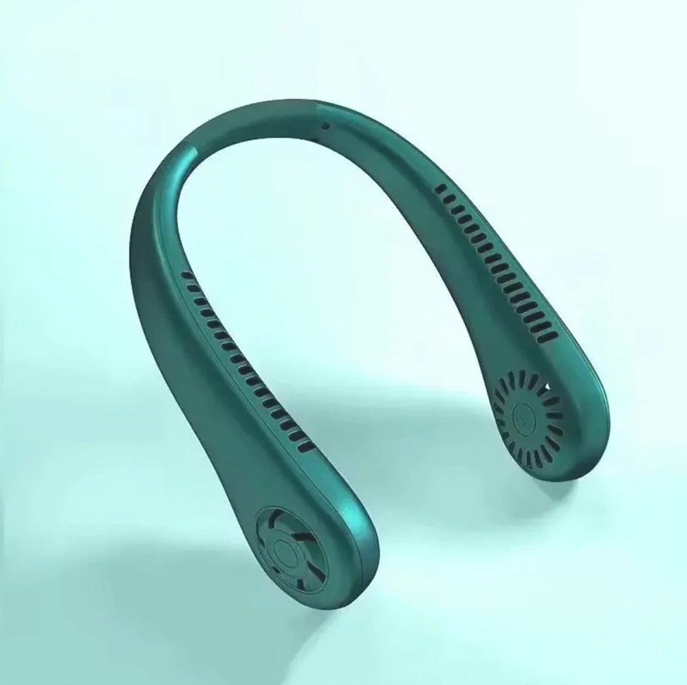 Prenosný ventilátor na krk zelený