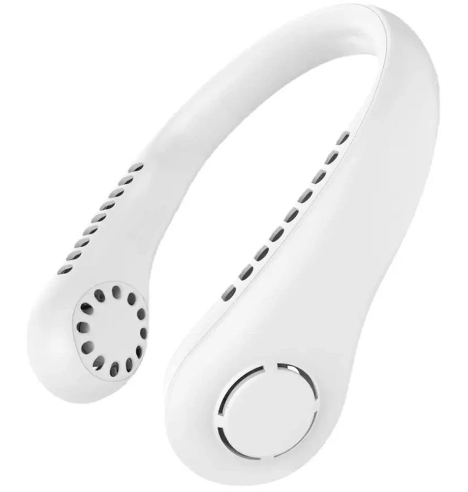 Prenosný ventilátor na krk biely