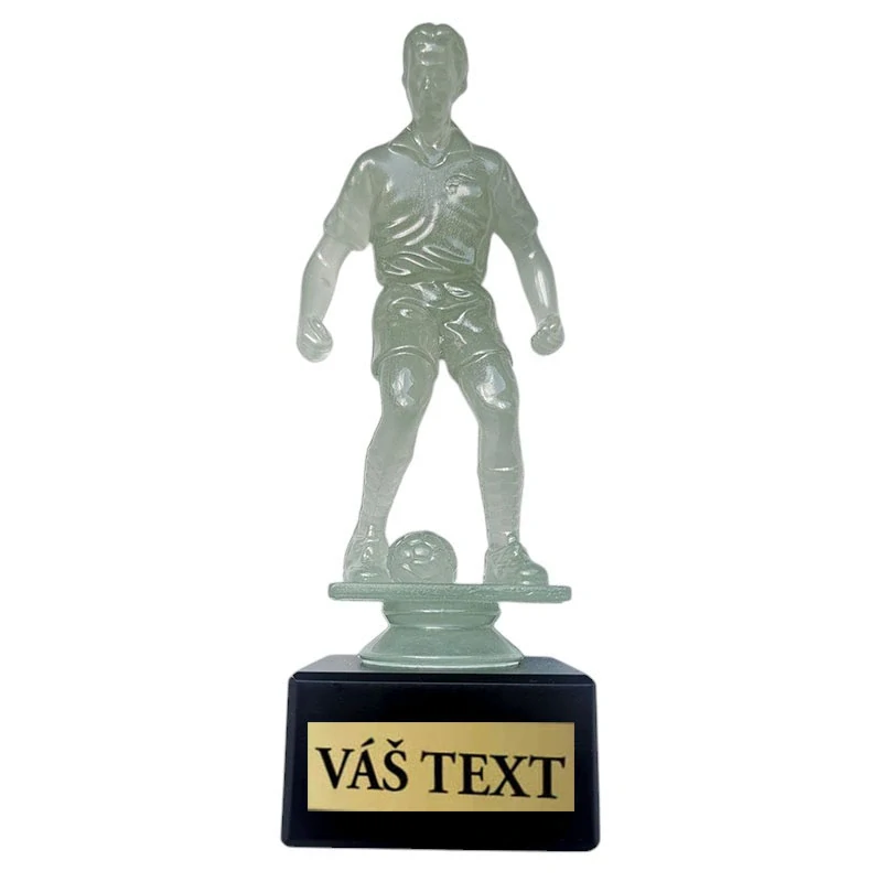 Futbalista - Športová trofej na podstavci s vlastným textom - svieti v tme