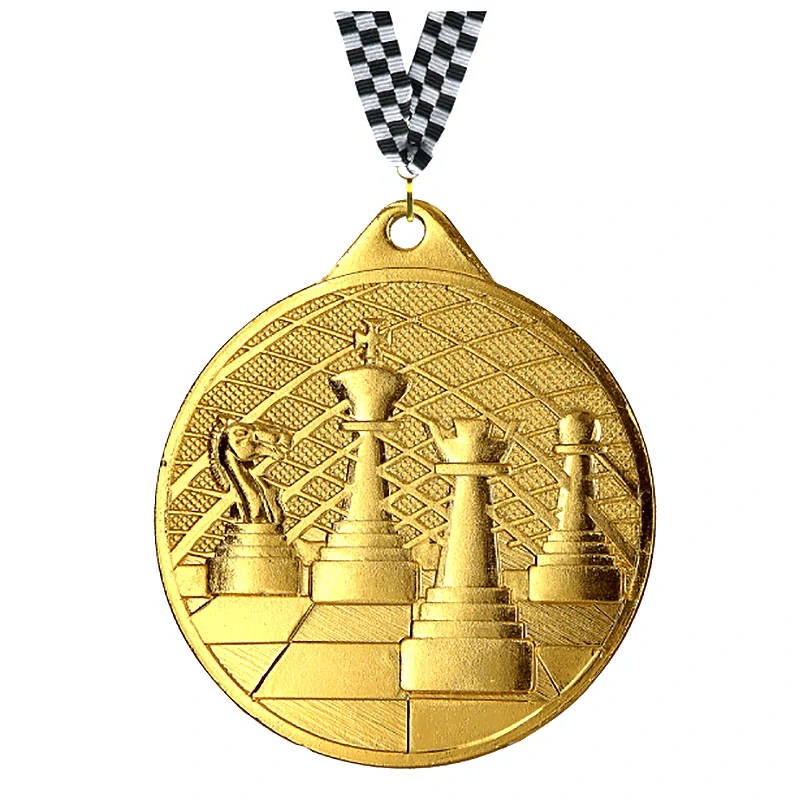 MMC34050/G - Šachy : Medaila kovová zlatá 50 mm