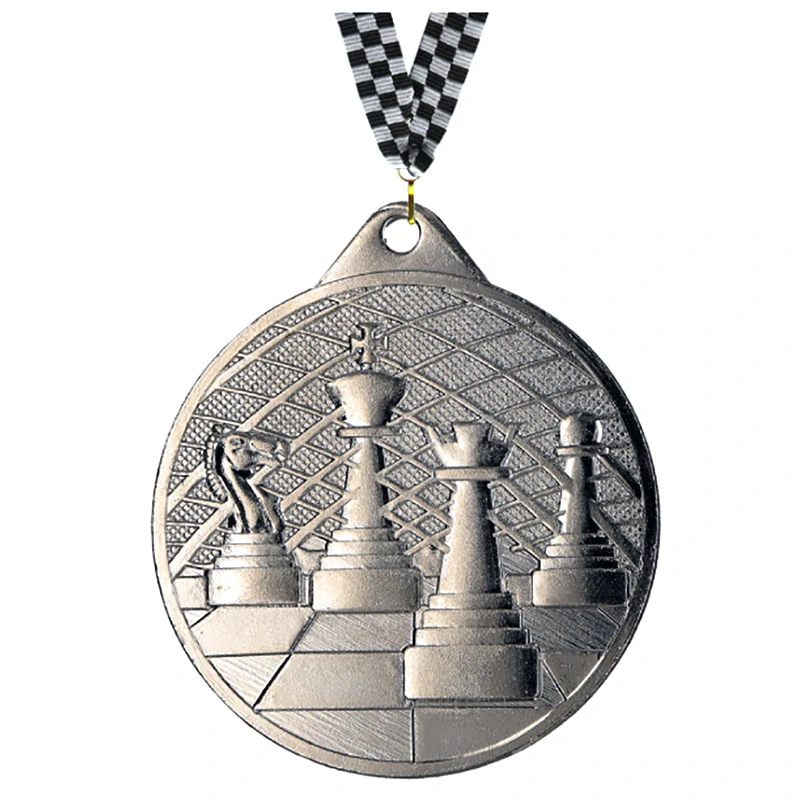 MMC34050/G - Šachy : Medaila kovová strieborná 50 mm