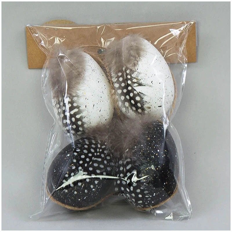 Veľkonočné vajíčka s pierkom 8cm - 4ks