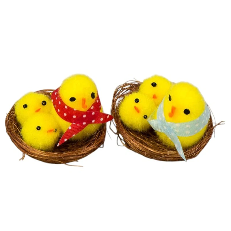 Veľkonočná dekoračné kuriatka v hniezde - 12ks