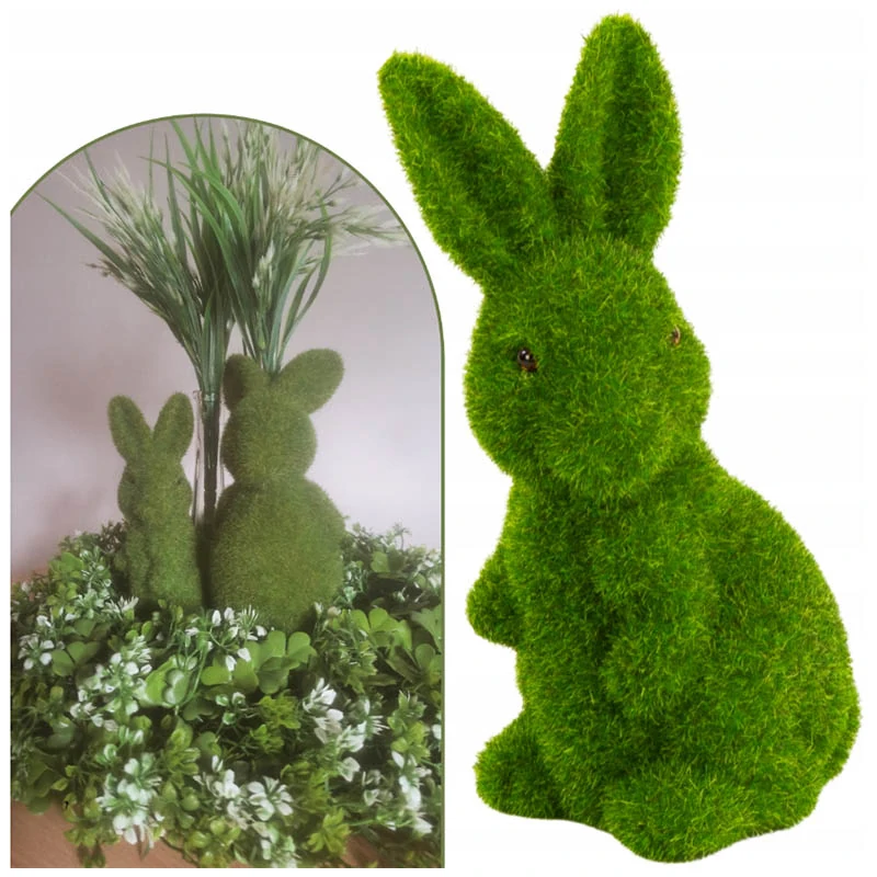 Veľkonočný flísový zajačik stojaci 19cm - zelený