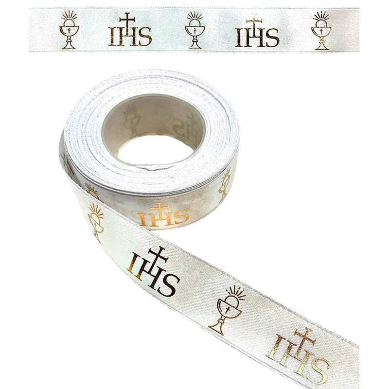 Stuha saténová smútočná - 23 m x 2,5 cm : biela