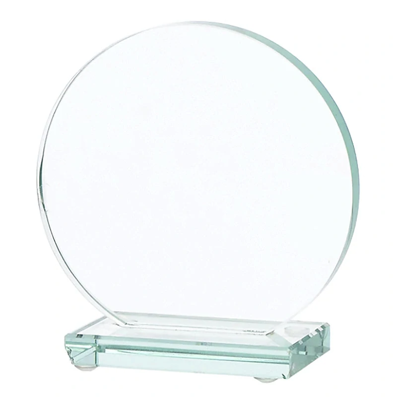 Sklenená kryštálová plaketa s podstavcom a puzdrom - ø 10cm