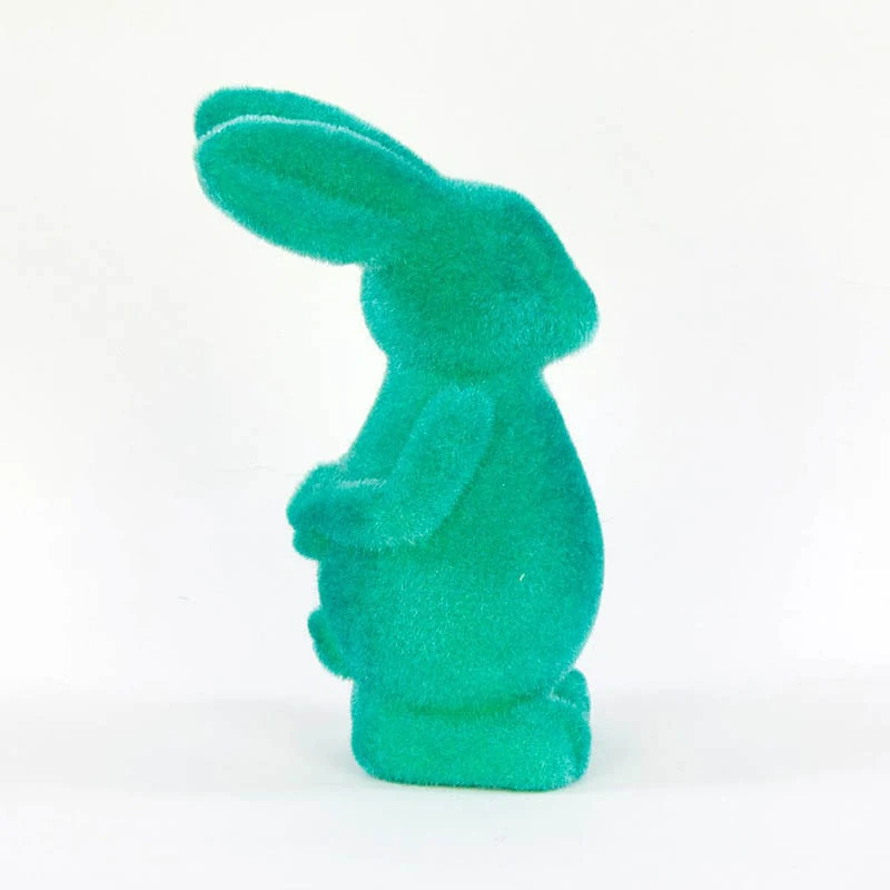 Veľkonočný zajačik flokovaný 12cm - ocean green