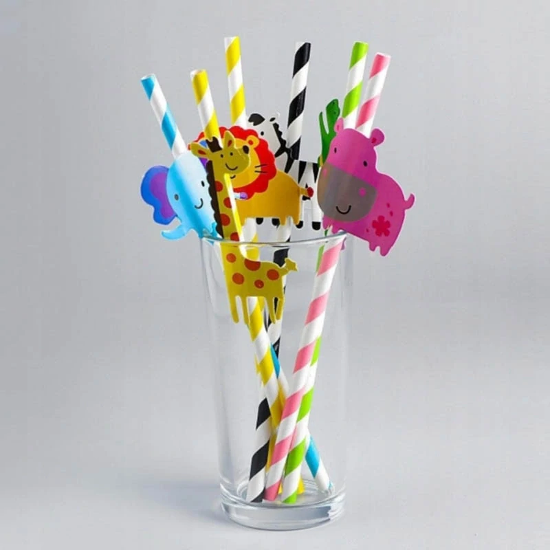 Papierové slamky Zvieratká 7ks