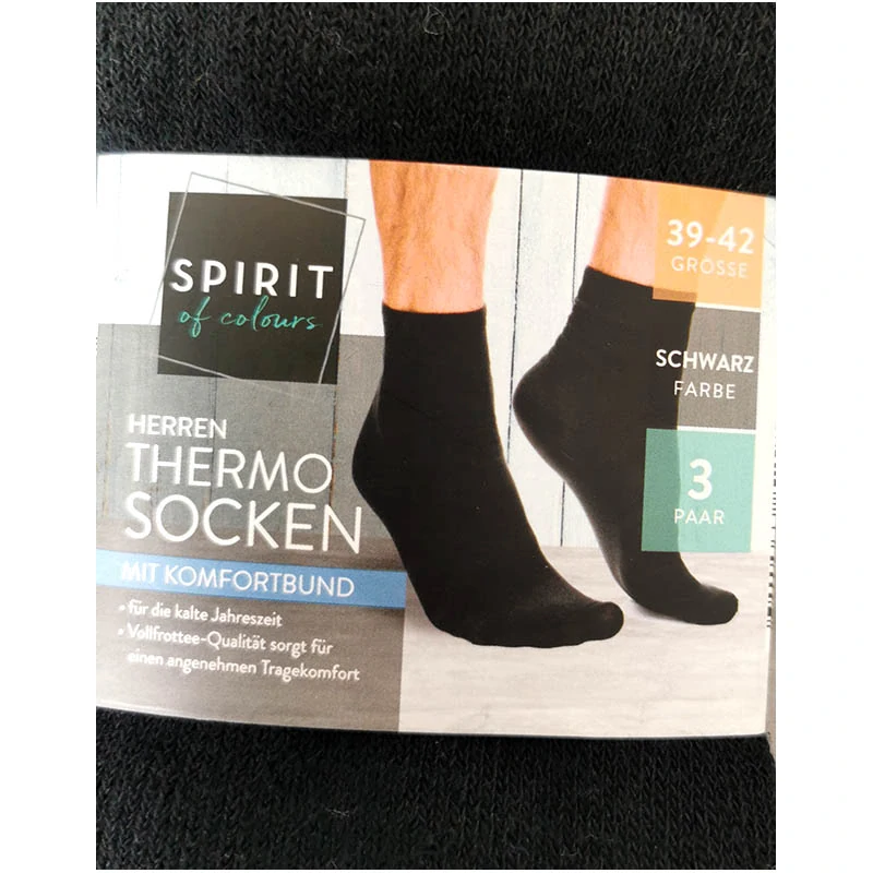 Spirit of colours - Termo ponožky s pohodlným lemovaním: 3 páry - čierne č.39-42