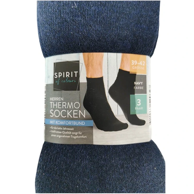 Spirit of colours - Termo ponožky s pohodlným lemovaním: 3 páry - námornícka modrá č.43-46