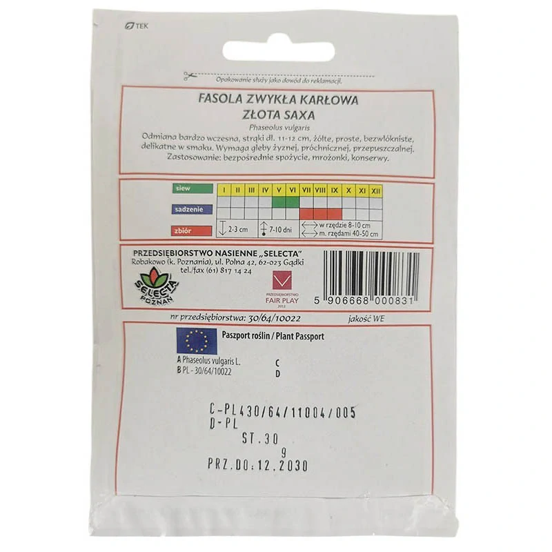 Fazuľa špargľová žltá "Gold Saxa" - 30g