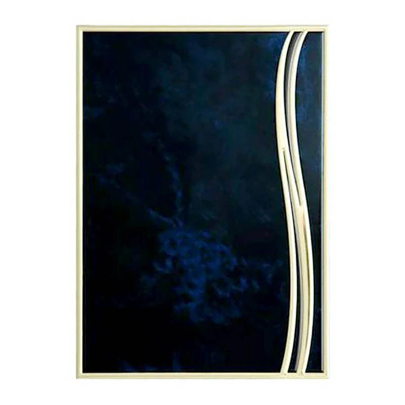 Kovová plaketa modrá na drevenej MDF podložke s gravírovaním 16x12cm 