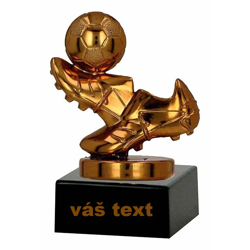 Futbalové kopačky s loptou - Športová trofej na podstavci s vlastným textom 10,5 cm: bronzová