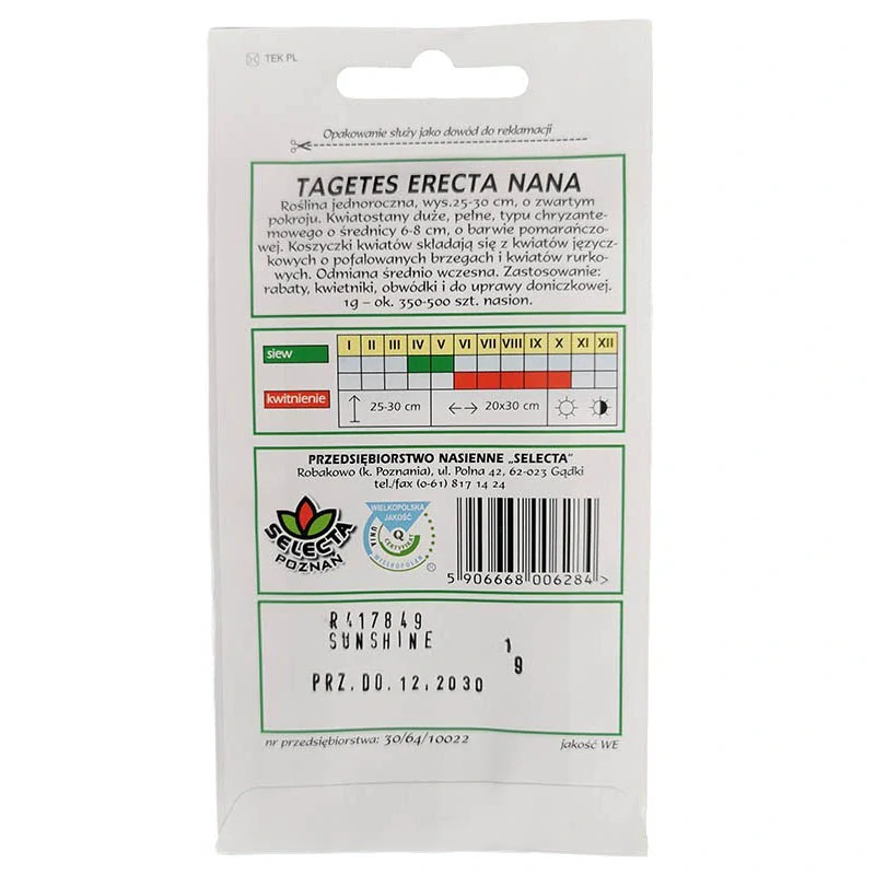 Aksametnica rozložitá plnokvetá oranžová - 1g