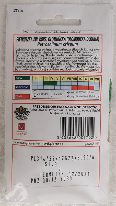 Petržlen koreňový neskorý: Olomoucký - 3g