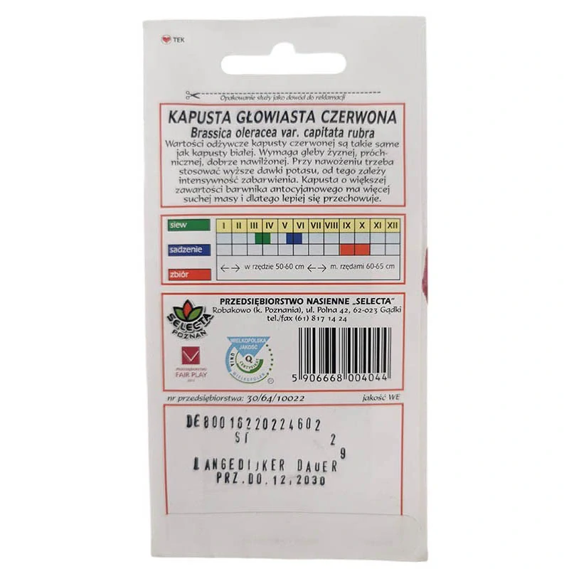 Kapusta červená hlávková - 2g