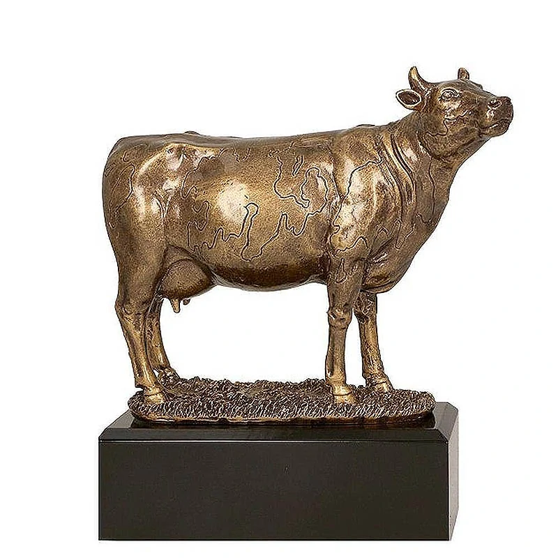 Krava - Odlievaná soška: Trofej na mramorovom podstavci s vlastným textom: 22,5 cm