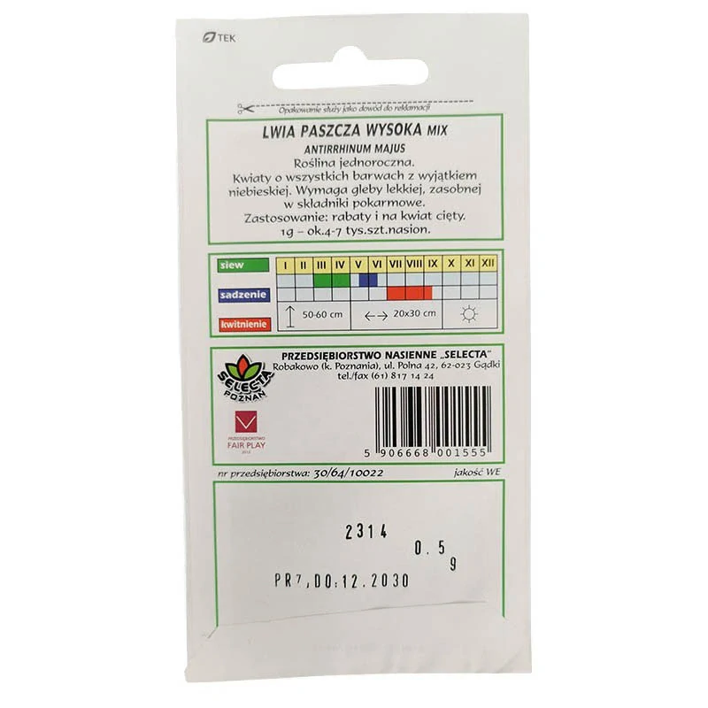 Papuľka vysoká: Antirrhinum Majus - 0,5g