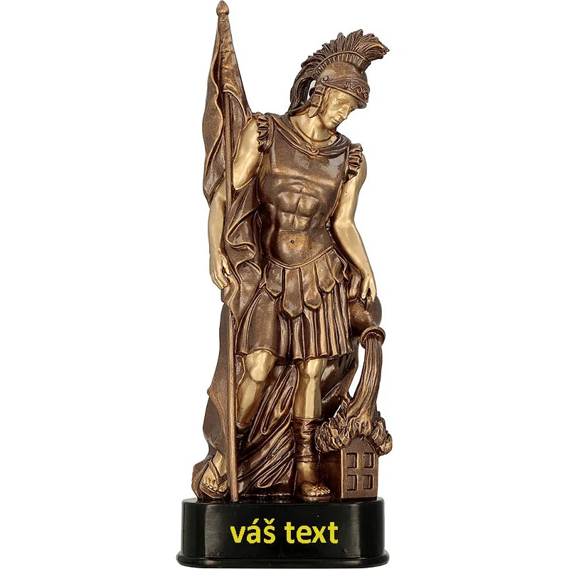 Svätý Florián - Víťazná trofej na mramorovom podstavci s vlastným textom: 38 cm