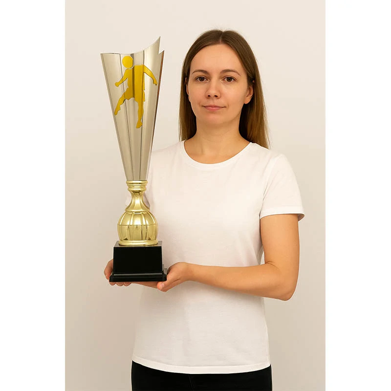 Pohár zlatý/strieborný - Futbal Lux: 68 cm