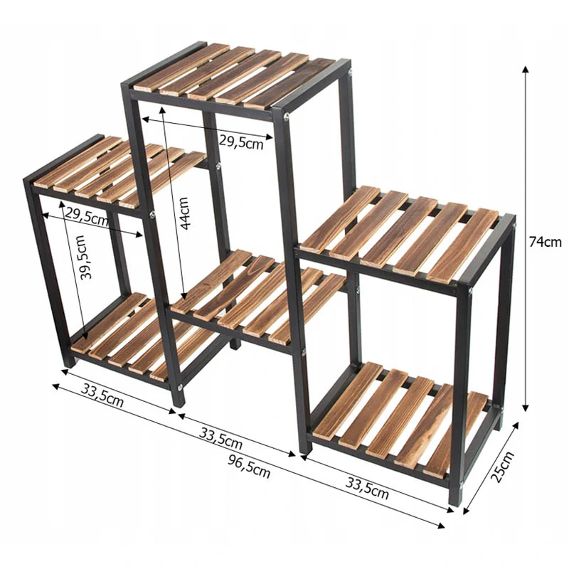 Drevený stojan na kvety 74x96cm hnedý s náradím