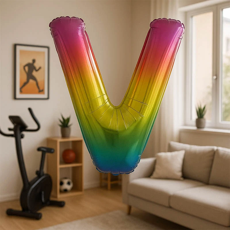 Nafukovací balón 86cm písmeno "V": dúhový