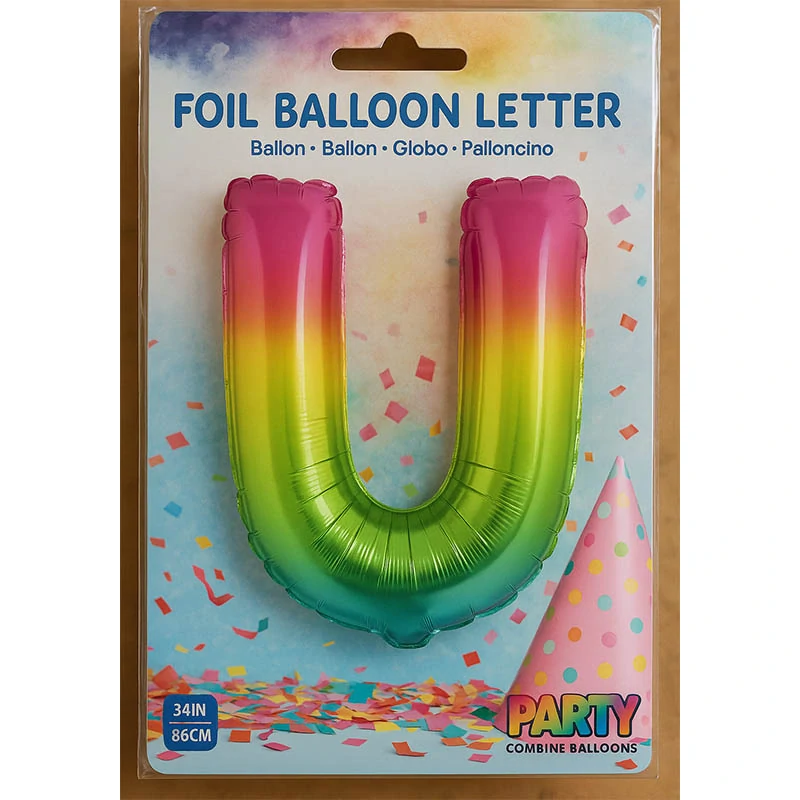 Nafukovací balón 86cm písmeno "U": dúhový