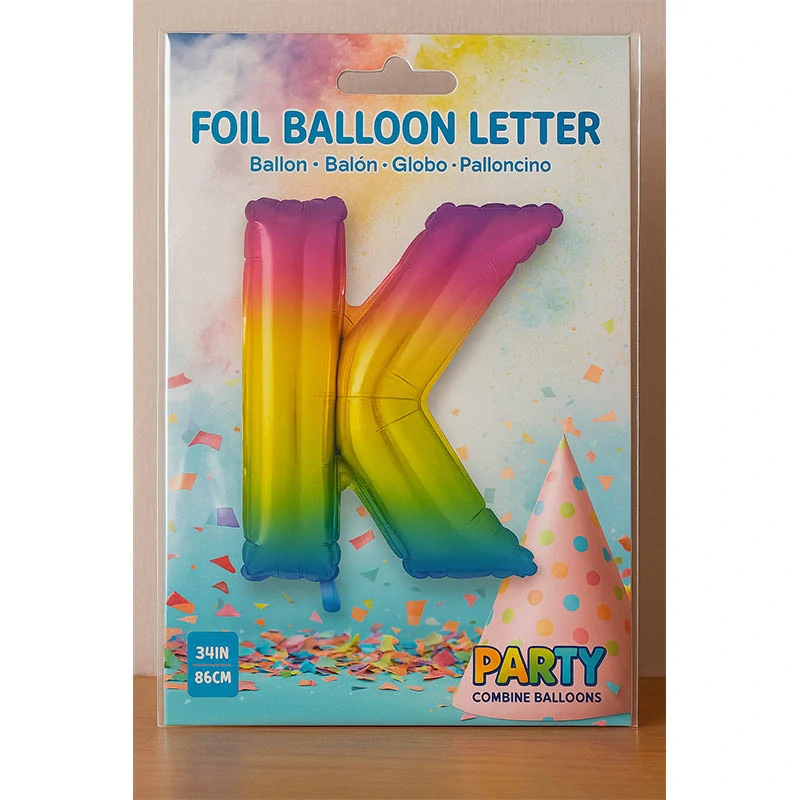 Nafukovací balón 86cm písmeno "K": dúhový