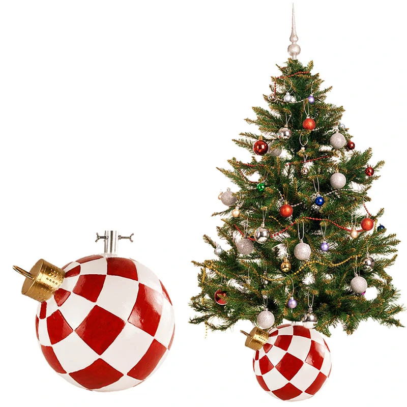 Dekoratívny stojan na vianočný stromček v tvare vianočnej gule – červenobiely: 45 x 40,5 × 42,5 cm