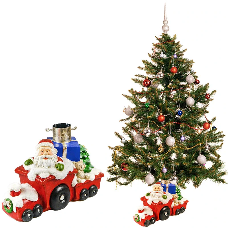 Dekoratívny stojan na vianočný stromček – Vláčik s Mikulášom: 53 × 26 × 35,5 cm