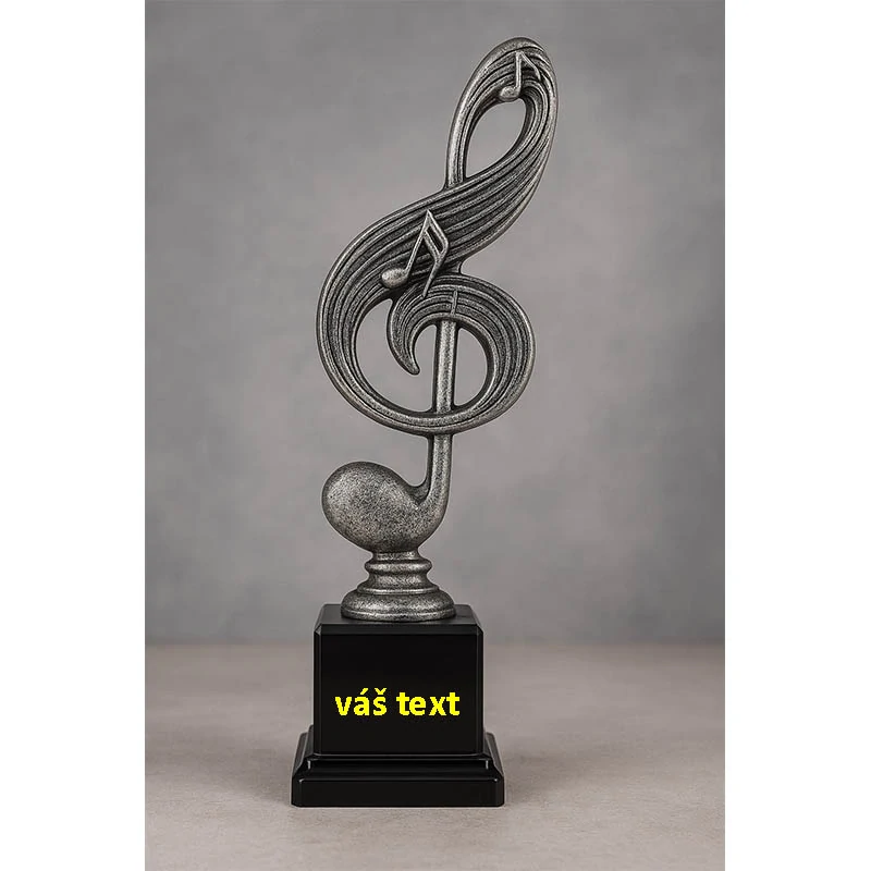 Husľový kľúč - Víťazná trofej na mramorovom podstavci s vlastným textom: 22 cm