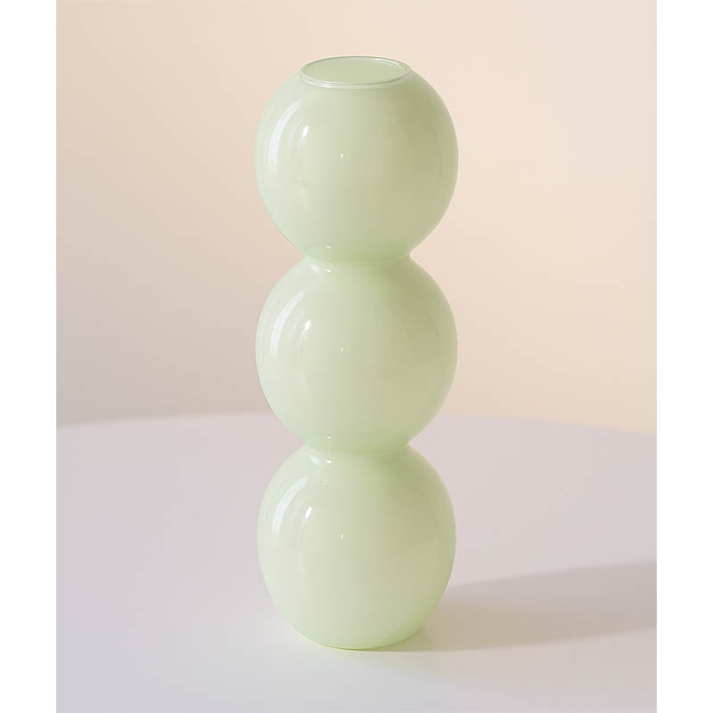 Sklenená dekoračná bublinková váza – zelená: 17,5 × 5 cm