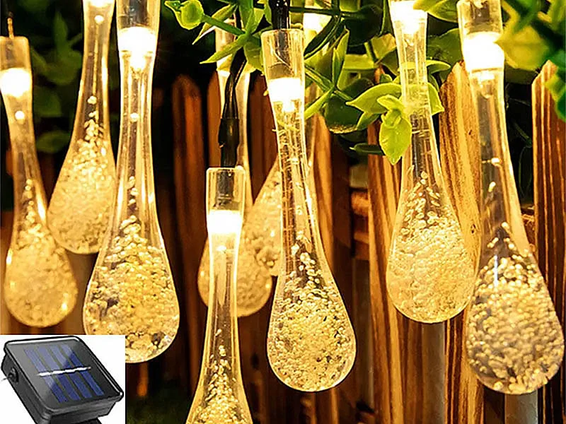 Záhradná solárna girlanda 20 LED kvapky