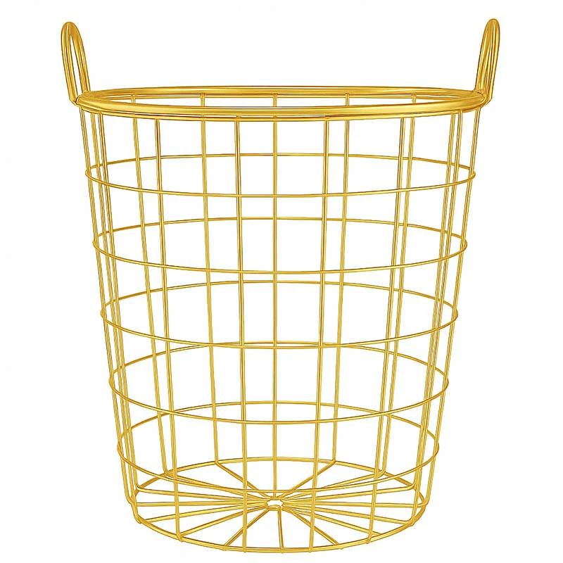 Drôtený úložný košík – zlatý: výška 35 cm