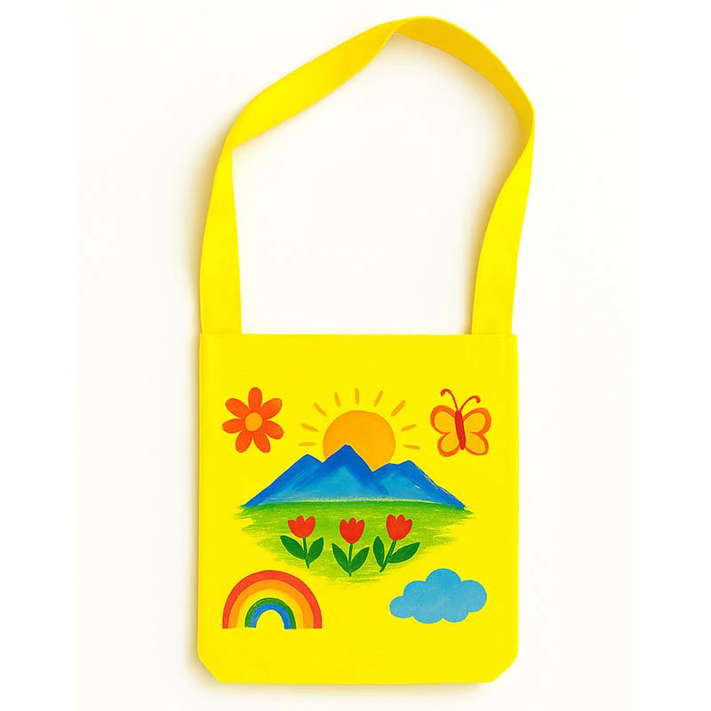 Taška na rameno z netkanej textílie žltá na maľovanie