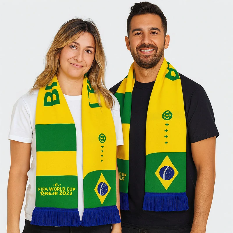 Brazil - Fanúšikovský šál FIFA: Športový dizajn s vlajkou krajiny - unisex