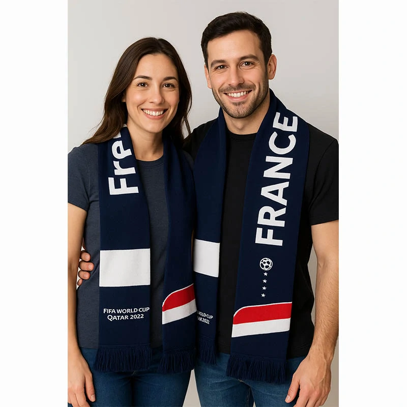 France - Fanúšikovský šál FIFA: Športový dizajn s vlajkou krajiny - unisex