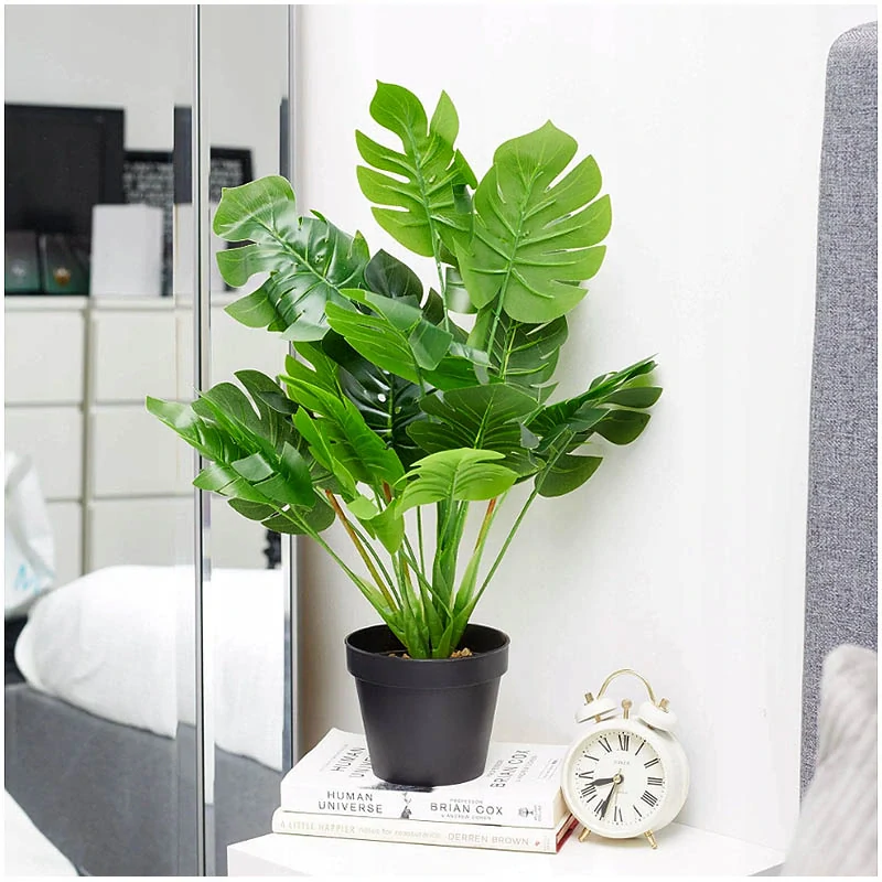 Monstera v črepníku umelý kvet – realistická dekorácia: výška 50 cm