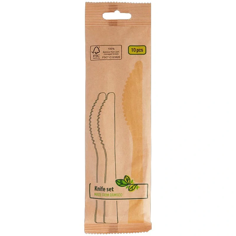 Sada bambusových nožov 10 ks – ekologické jednorazové príbory z prírodného materiálu