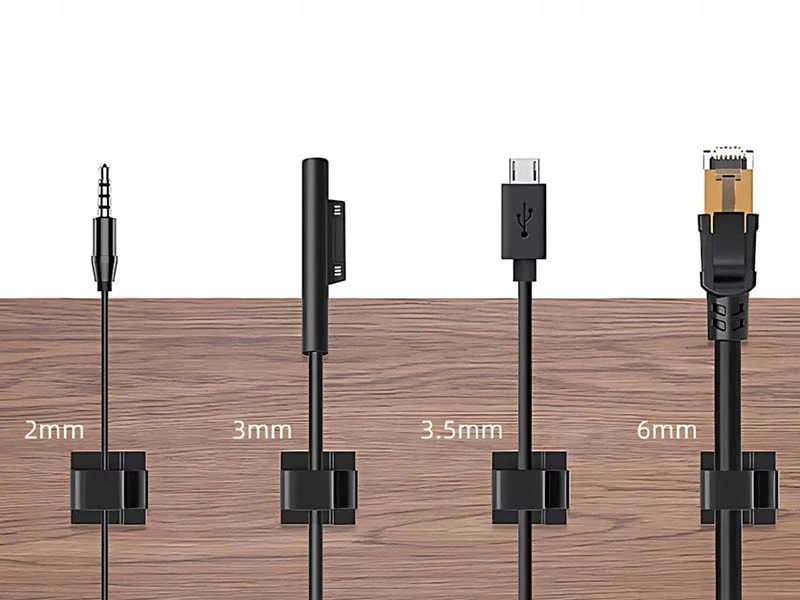 Lepiace držiaky na káble 10ks čierne