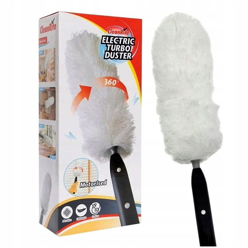 CleanRite Electric Turbo Duster - 360° bezdrôtový elektrický oprašovák: biely